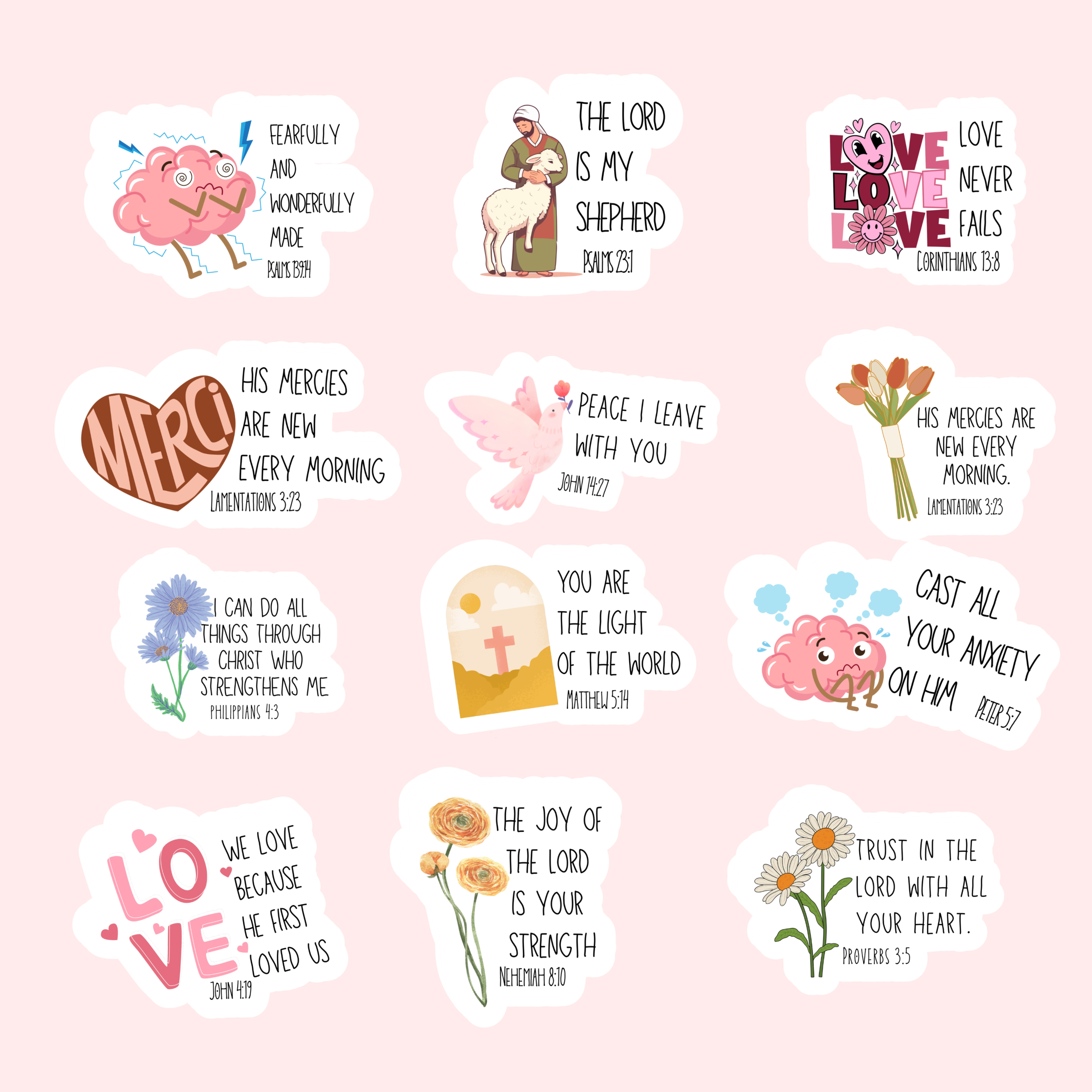 christian bible verse sticker set
