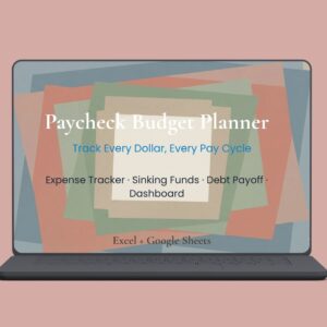 Paycheck Budget Planner Spreadsheet | Dark Mode Budget Tracker for Excel & Google Sheets