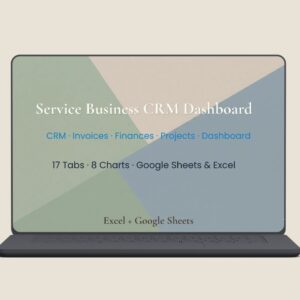 Small Business CRM Dashboard Spreadsheet | Client Tracker Invoice Bookkeeping Template | Google Sheets Excel
